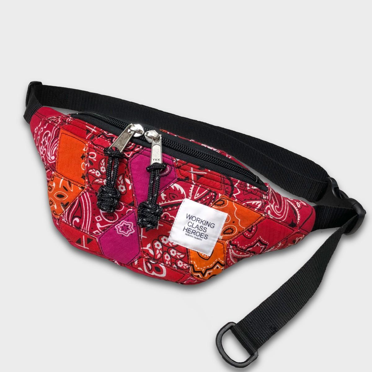 "Patchworks" Diamond Patch Bandana Fanny Pack -red mix