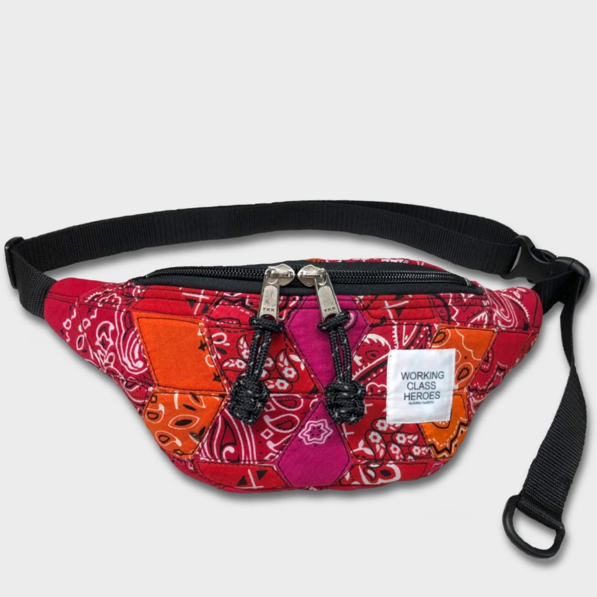 "Patchworks" Diamond Patch Bandana Fanny Pack -red mix | 2枚目