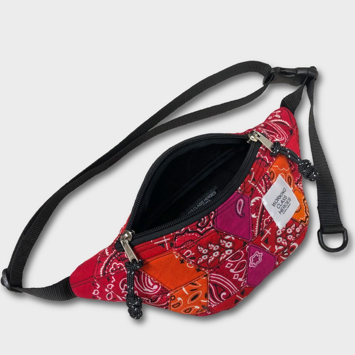 "Patchworks" Diamond Patch Bandana Fanny Pack -red mix | 3枚目