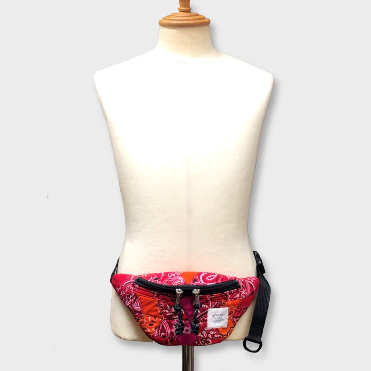 "Patchworks" Diamond Patch Bandana Fanny Pack -red mix | 7枚目