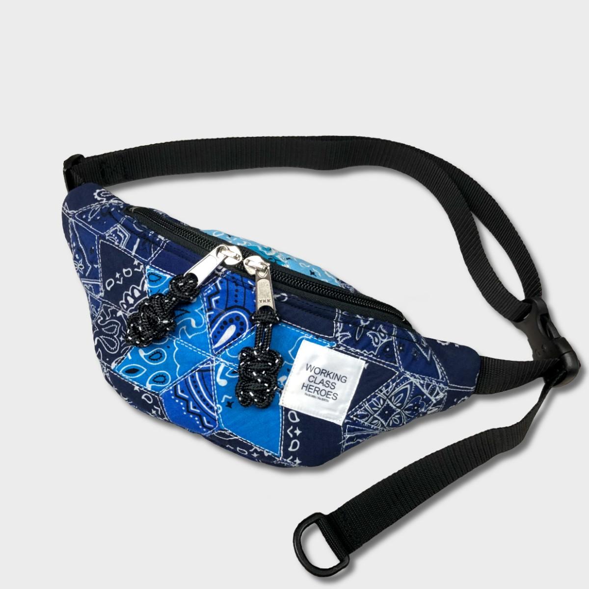 "Patchworks" Diamond Patch Bandana Fanny Pack -blue mix