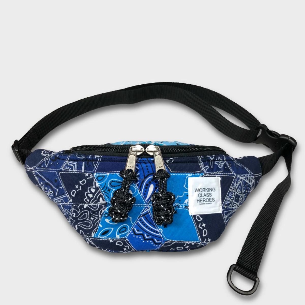 "Patchworks" Diamond Patch Bandana Fanny Pack -blue mix | 2枚目