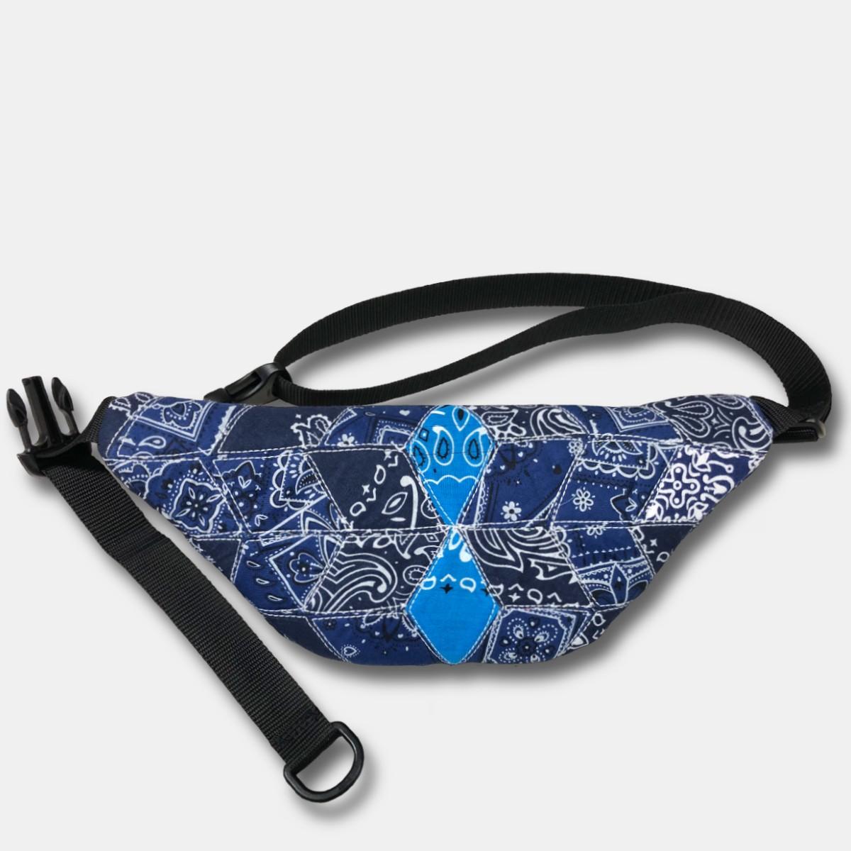 "Patchworks" Diamond Patch Bandana Fanny Pack -blue mix | 3枚目