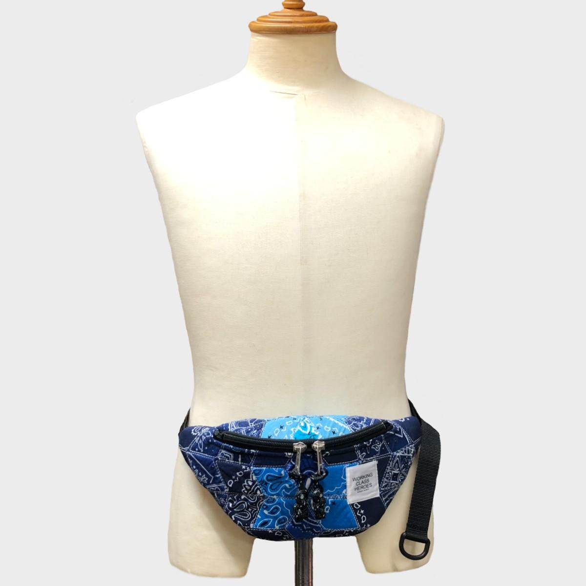 "Patchworks" Diamond Patch Bandana Fanny Pack -blue mix | 4枚目