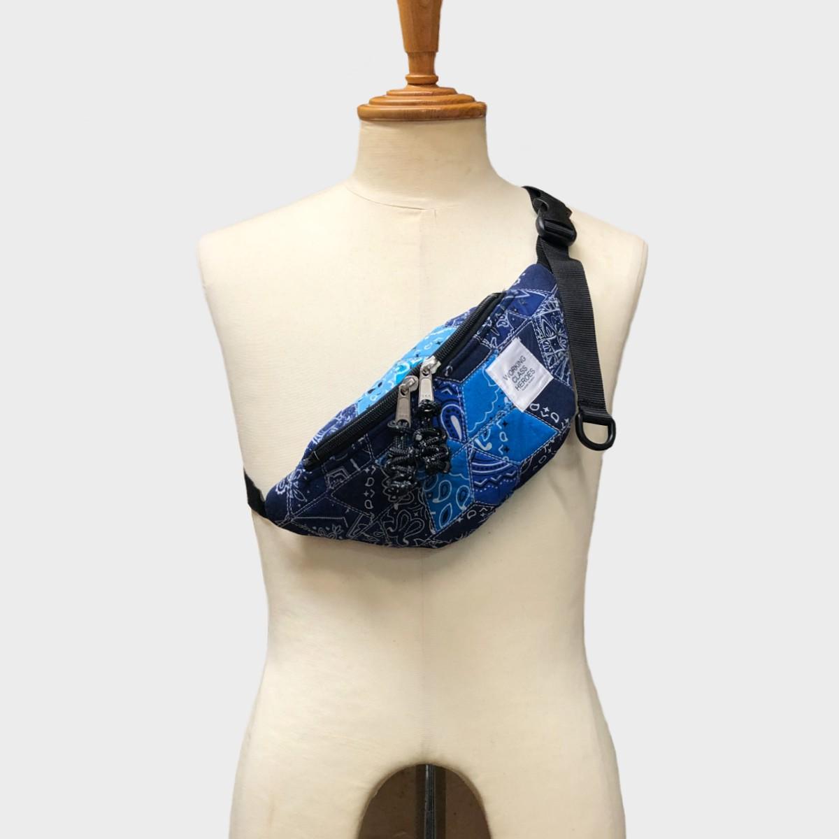 "Patchworks" Diamond Patch Bandana Fanny Pack -blue mix | 5枚目