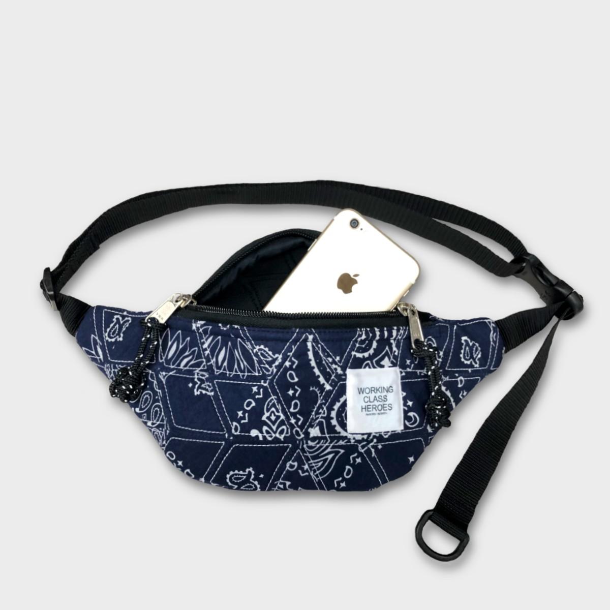"Patchworks" Diamond Patch Bandana Fanny Pack -navy | 5枚目
