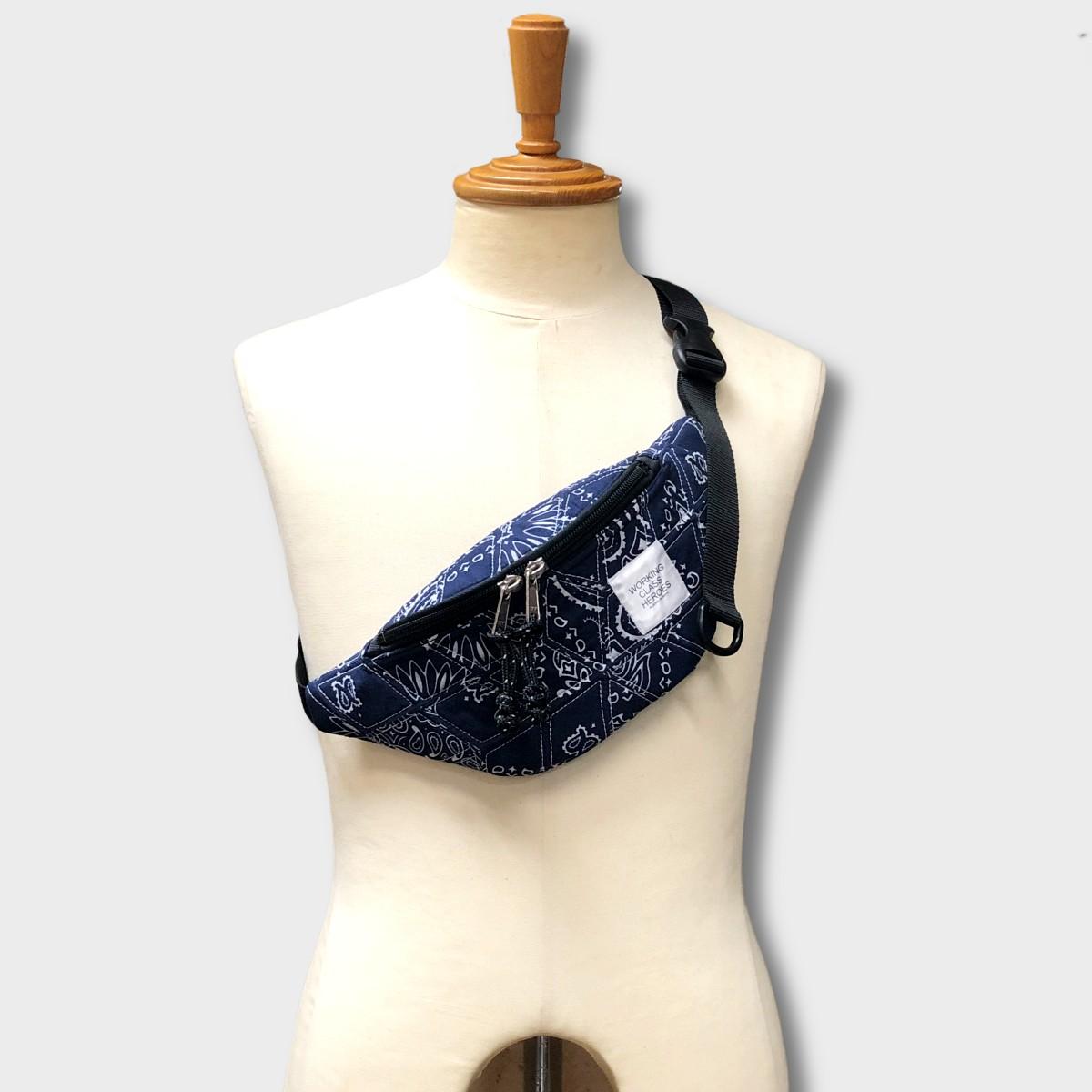 "Patchworks" Diamond Patch Bandana Fanny Pack -navy | 6枚目
