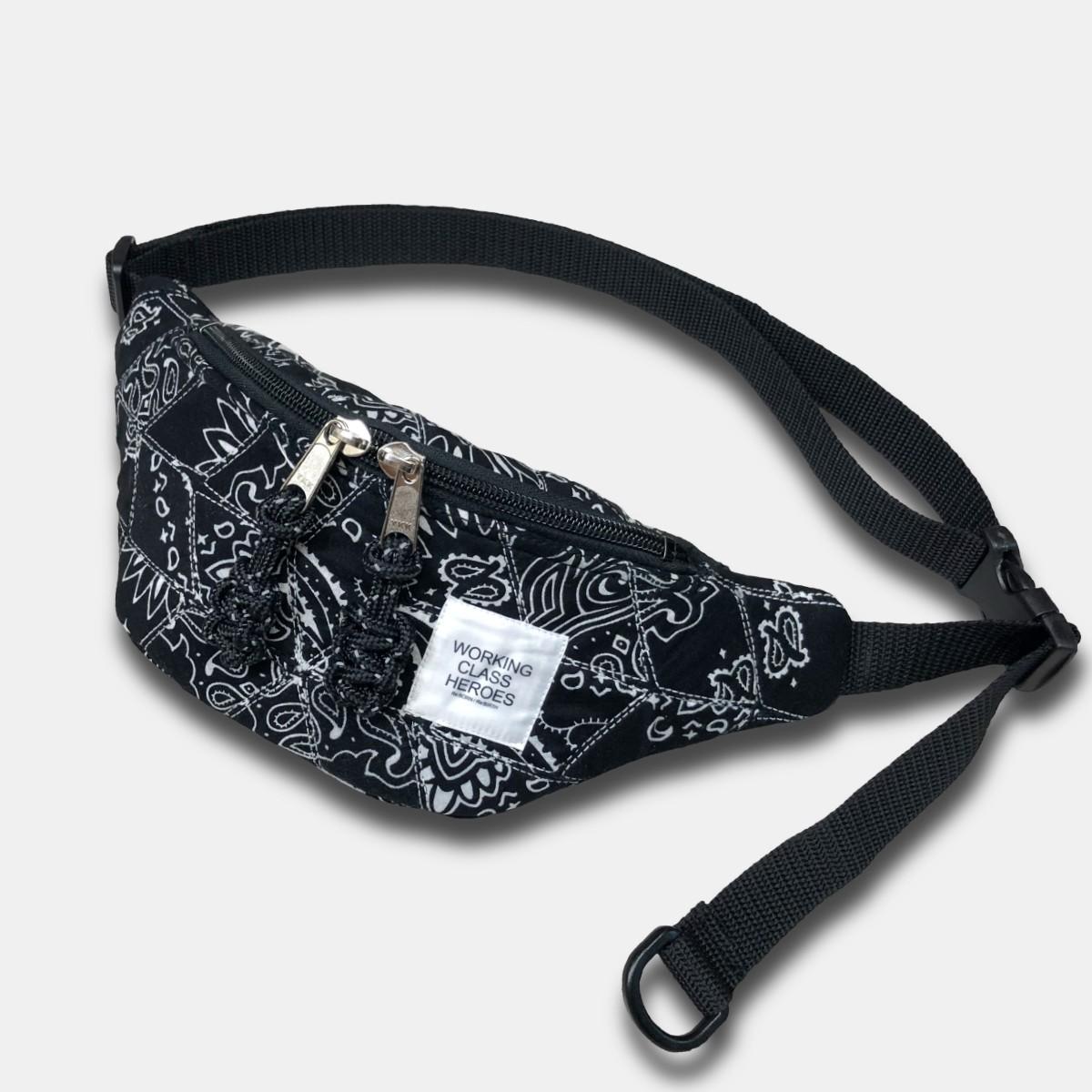"Patchworks" Diamond Patch Bandana Fanny Pack -black