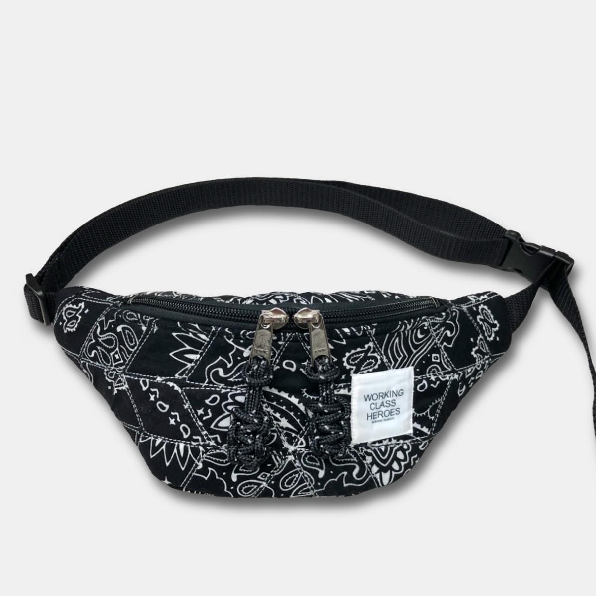 "Patchworks" Diamond Patch Bandana Fanny Pack -black | 2枚目