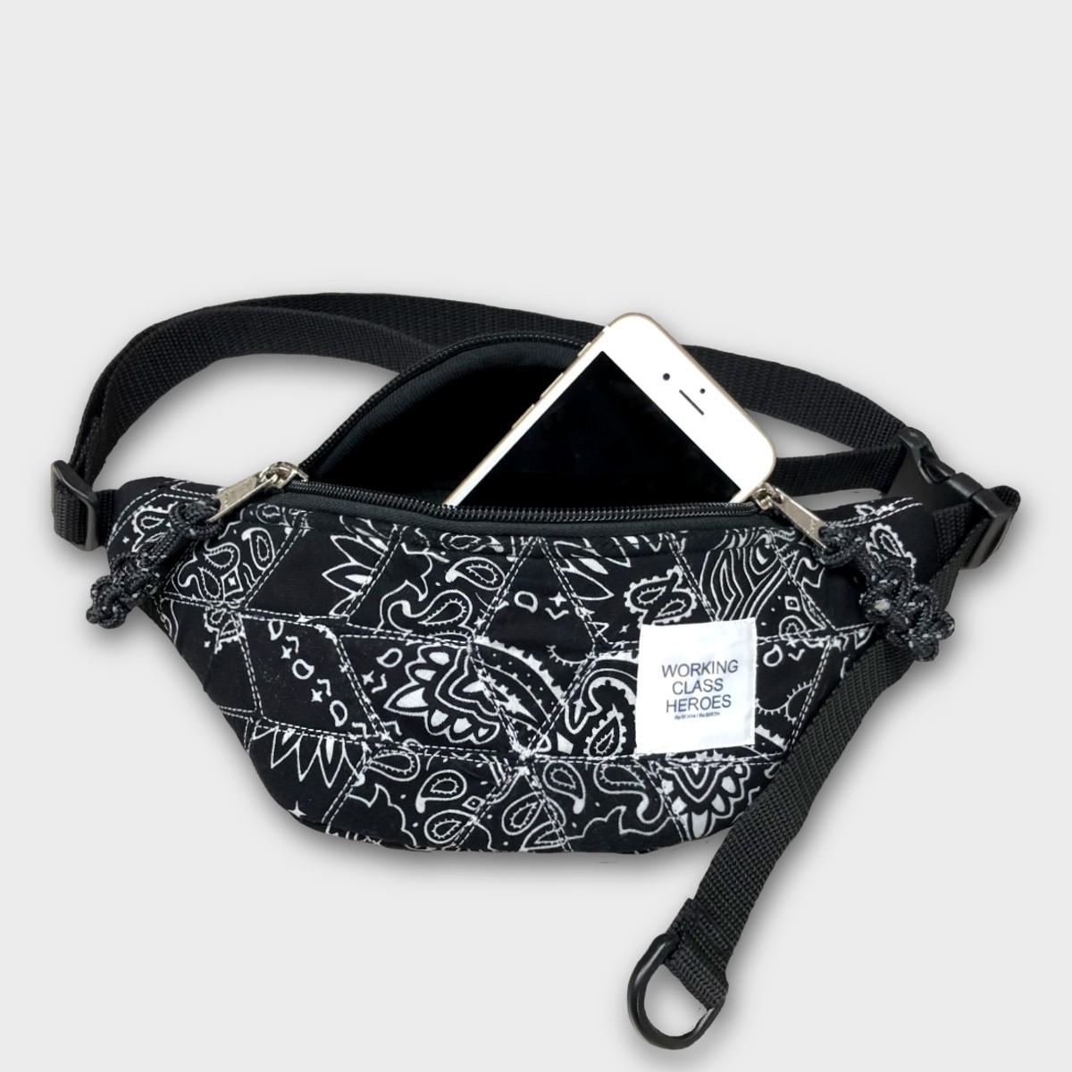 "Patchworks" Diamond Patch Bandana Fanny Pack -black | 5枚目