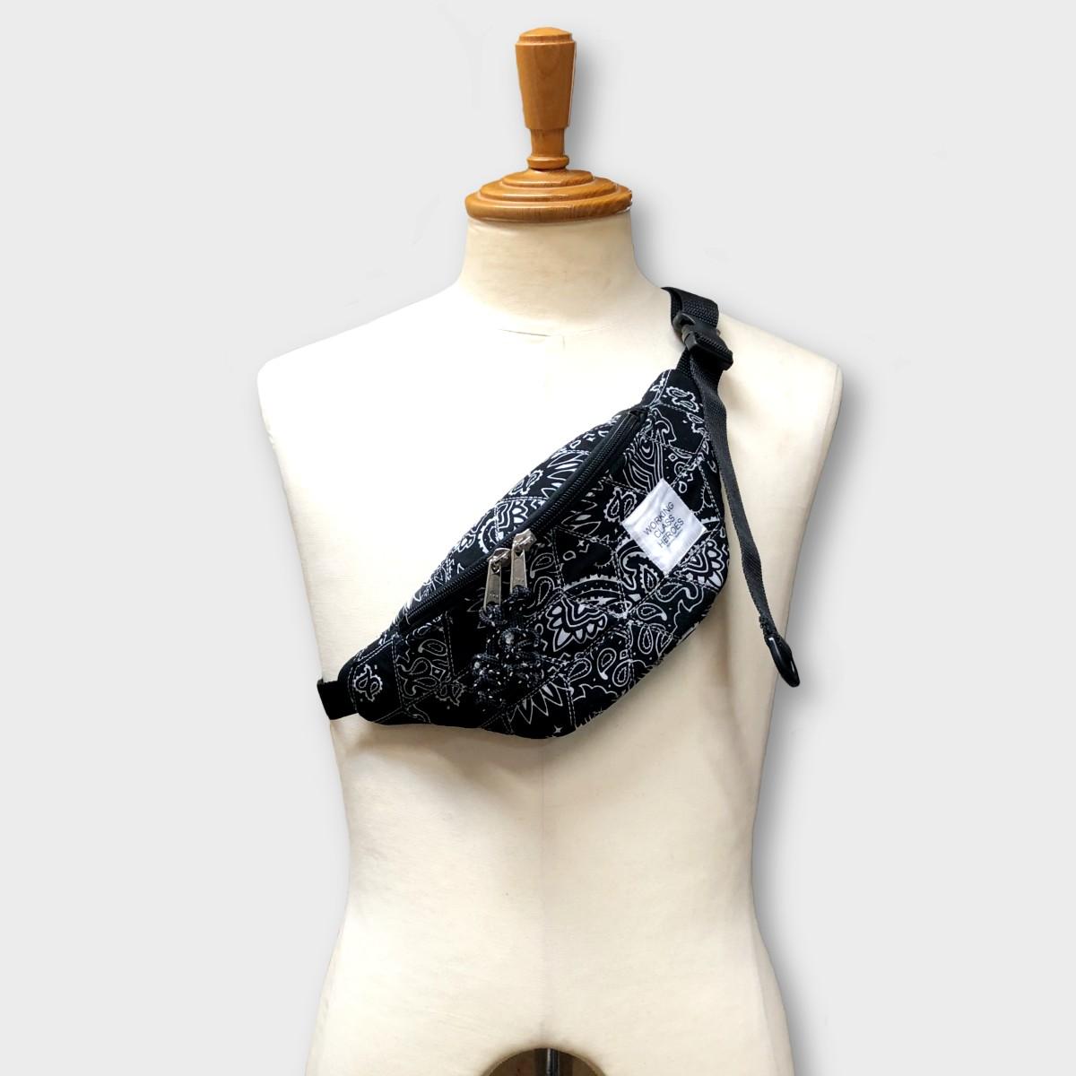 "Patchworks" Diamond Patch Bandana Fanny Pack -black | 6枚目