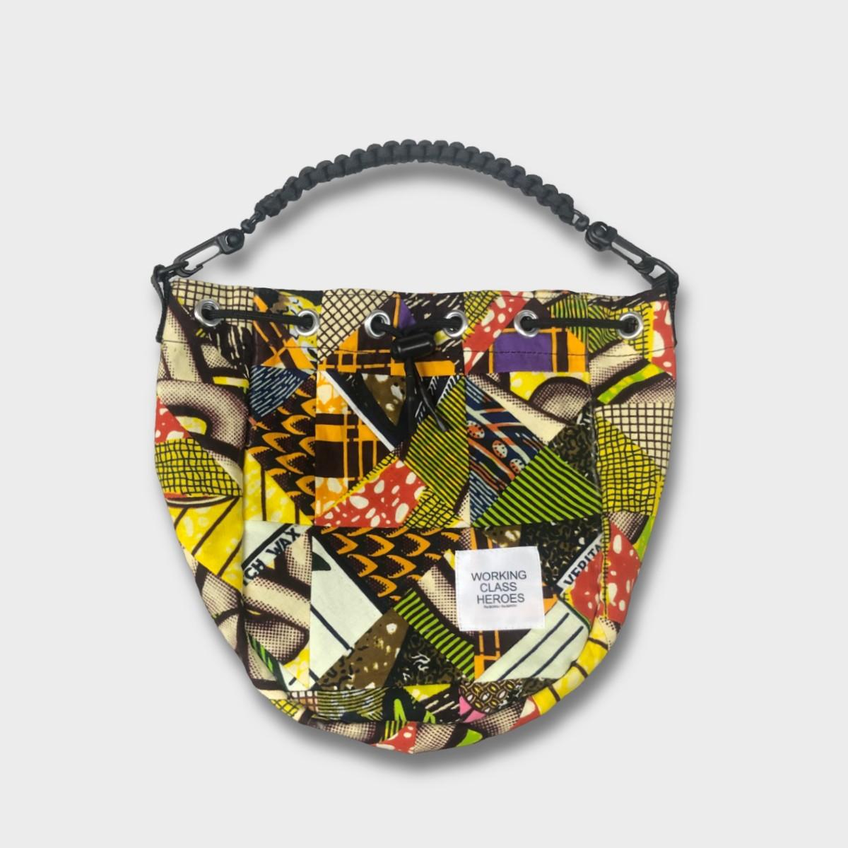 "Patchworks" Triangle Patch 2way Drawstring poach -batik | 6枚目