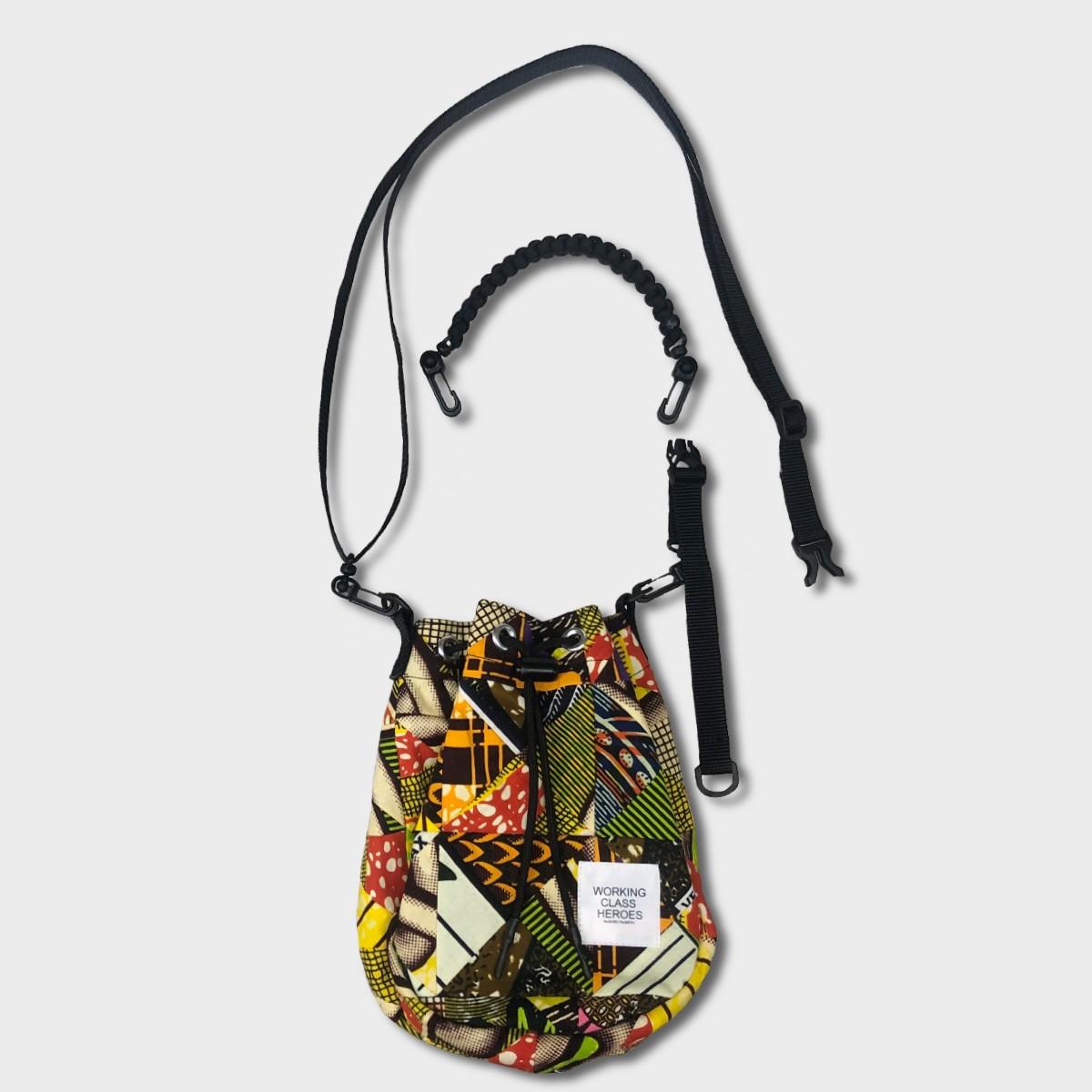 "Patchworks" Triangle Patch 2way Drawstring poach -batik | 7枚目