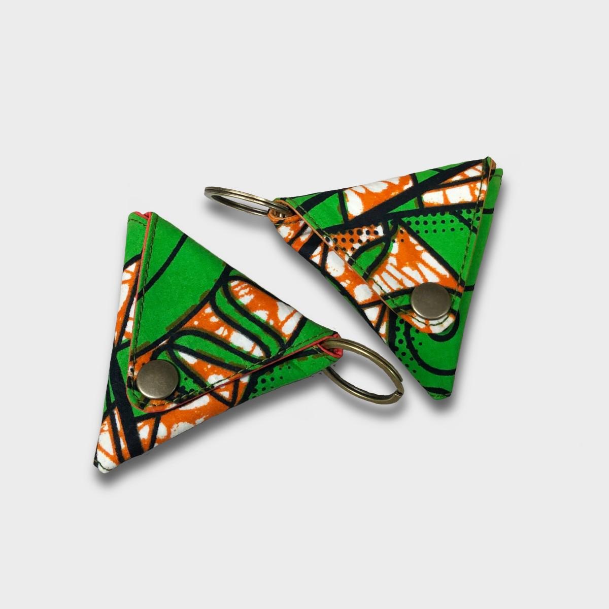 African batik Triangle Coin purse -green | 2枚目