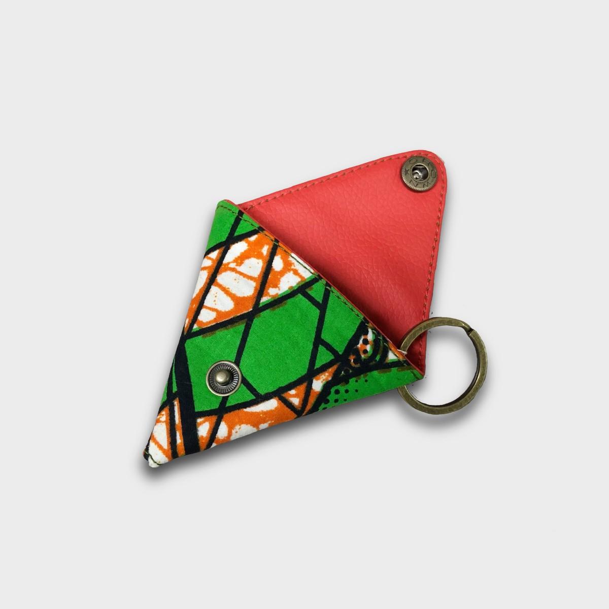 African batik Triangle Coin purse -green | 3枚目
