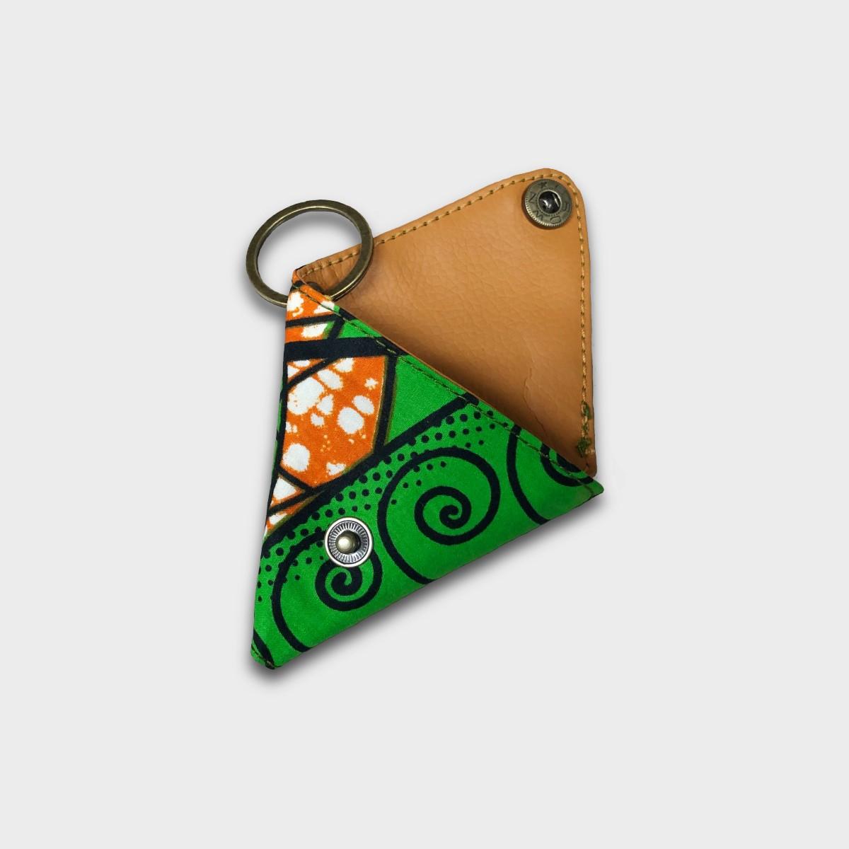 African batik Triangle Coin purse -green | 4枚目