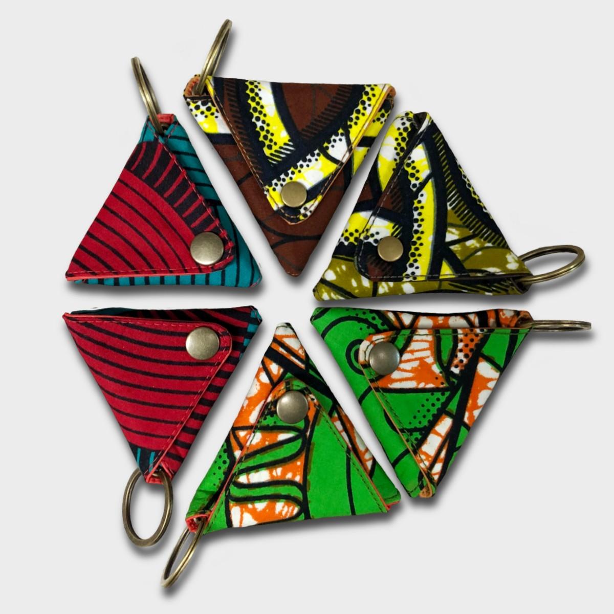 African batik Triangle Coin purse -green | 6枚目