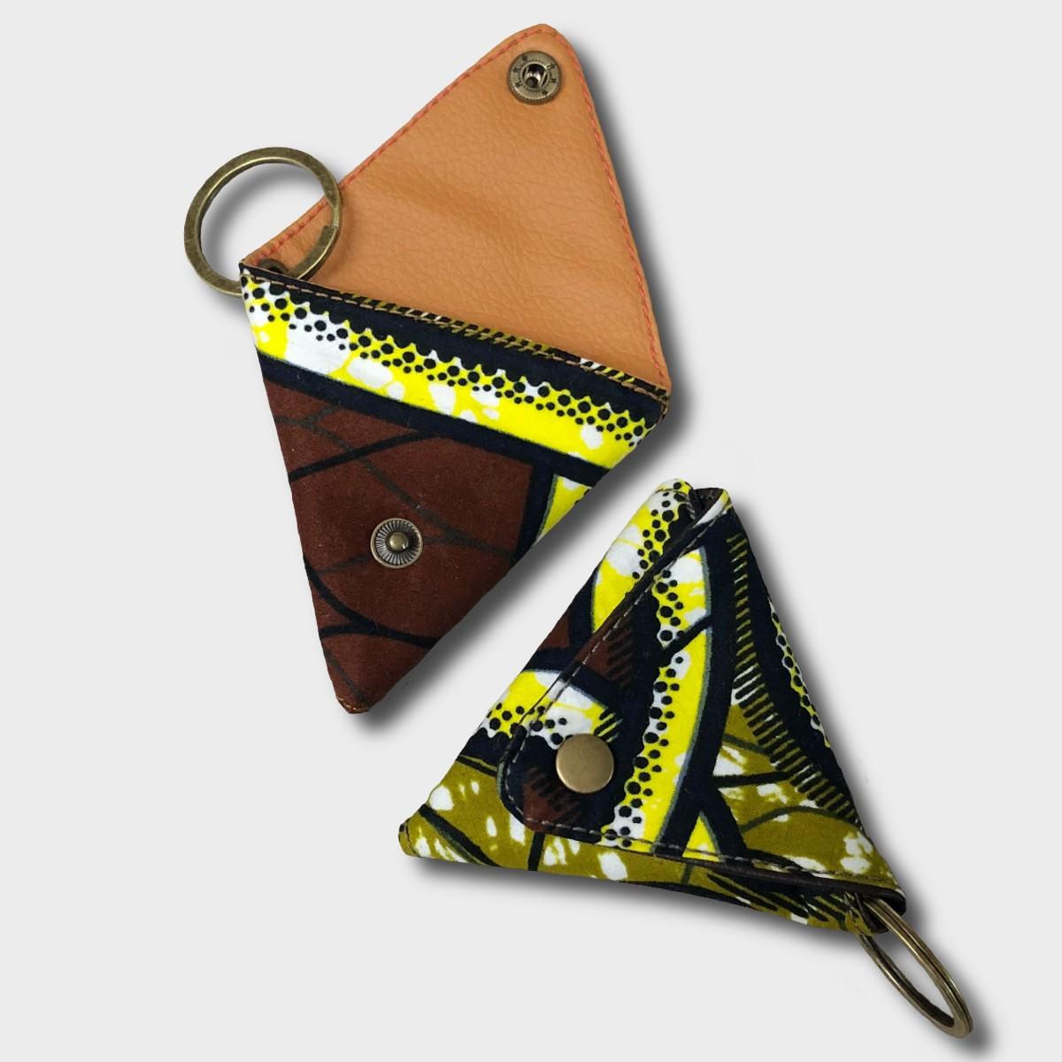 African batik Triangle Coin purse -brown / yellow | 3枚目