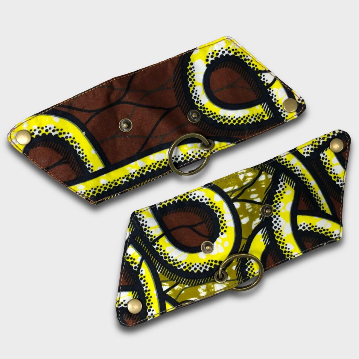 African batik Triangle Coin purse -brown / yellow | 4枚目