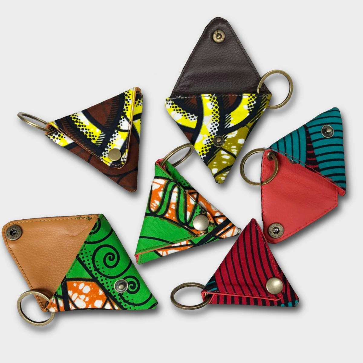 African batik Triangle Coin purse -brown / yellow | 6枚目
