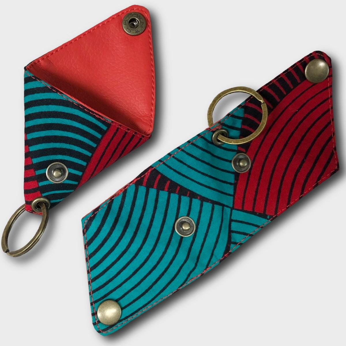 African batik Triangle Coin purse -green / red | 4枚目
