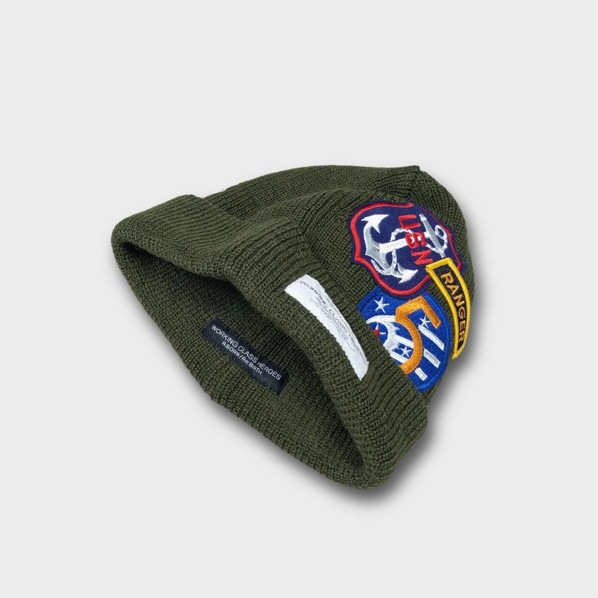 "Patched" USN Knit beanie -olive | 4枚目